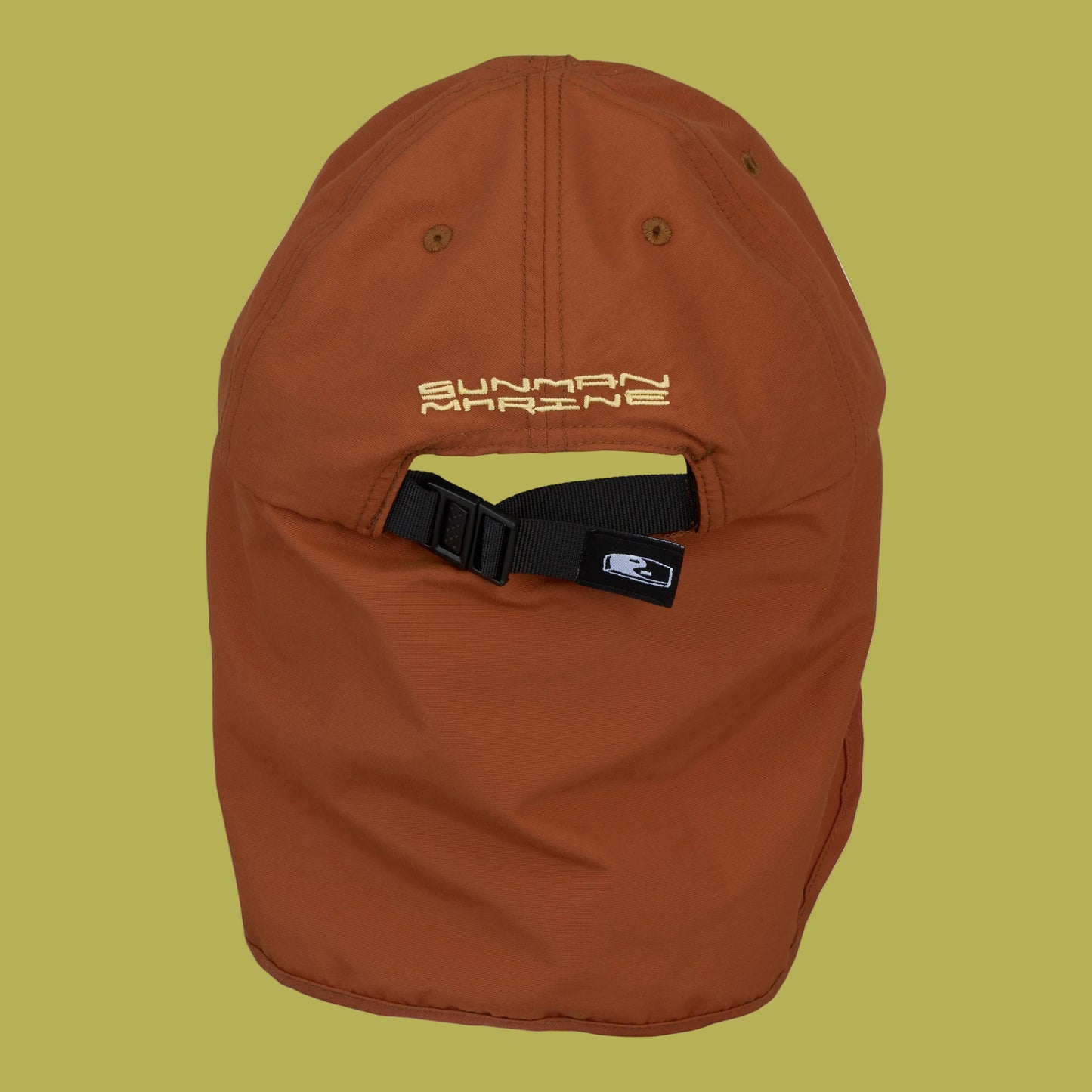 Brown / red hat with strap and 'Sunman Marine' branding on a white background